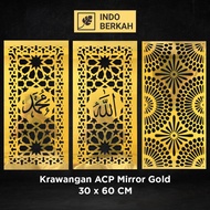 ACP GOLD MIRROR 4MM Board Ornament Size 30x60 CM Minimalist Motif || 5mm Thick Ceiling Wall Panel