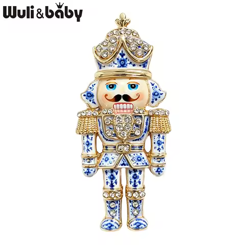 Wuli&baby Lovely King Character Brooches For Women Unisex 2-color Rhinestone Crown Royal King Party 