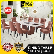 Rena Home 8 Seater Marble Modern Design Dining Set Ready Stock + Free Shipping + Siap Pasang Meja Makan MarMar Murah