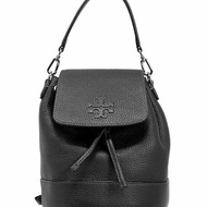快速出貨！【TORY BURCH】素面皮革翻蓋後背包-黑色