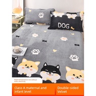 fluffy bedsheet set Kelengkapan katil bulu Fleece Blanket Winter Dormitory Bed Sheet