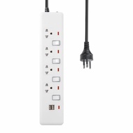 รางปลั๊กไฟ 4 ช่อง 4 สวิตช์ พร้ LUZINO EI-104USB 5M.