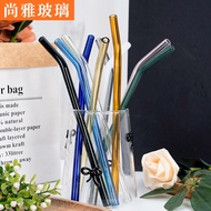 High Borosilicate Colored Glass Straws Transparent Straws Heat-Resistant Colored Elbow Straws 8 * 20