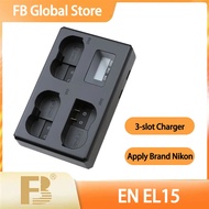 ​FB EN-EL15 3-slot LCD Display 3A Fast Charge Camera Charger for Nikon D750 D780 D7200 D7100 D7500 D