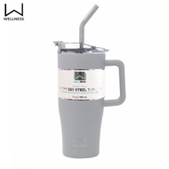 WELLNESS Tumbler Handle Thermos Cup Stainless Steel 900ml Capacity With Drinking Straw 5-Color Waterproof Lid