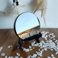 High Quality Round Plate Scrying Mirror with Shelf Natural Black Obsidian Stone Healing Crystals Hom