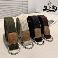 Basement B1-Belt Double-Loop Canvas Multicolor Leather Label Perforation-Free Belt Male Boy [NL5010]