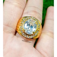 926 BANGKOK GOLD SILVER BINDING MOISSANITE GEMSTONE RING