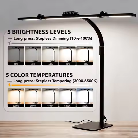 3 Head LED Desk Lamp CRI90 Eye Caring 2700K-6500K Adjustable Color Temperature Brightness Rotatable 