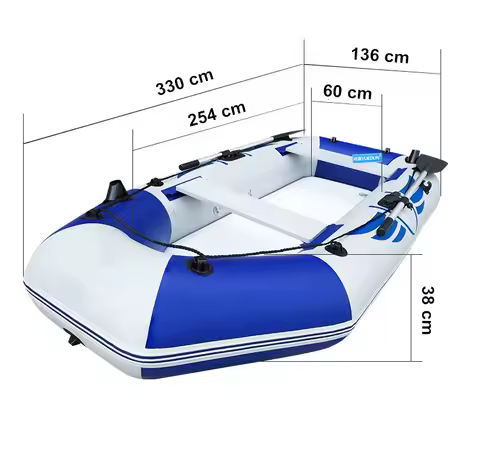 5 Person 387kgs Load 3.3m Hypalon Pvc Inflatable Boat with Luxury Aluminum Alloy Universal Oars