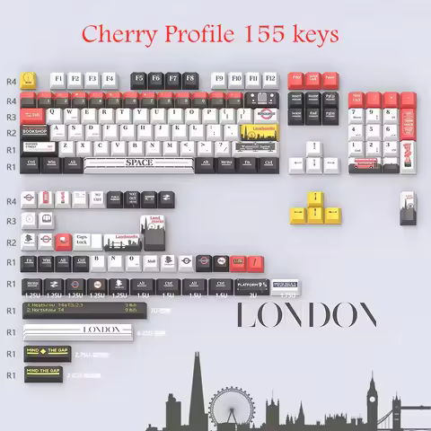 155 Keys/set JSJT London Theme Keycaps PBT Dye Subbed Key Caps Cherry Profile Lightproof Keycap For 