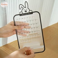 PEWANYMX Acrylic Sliding Desk Calendar, Cartoon Cute Perpetual Table Calendar, Transparent with DIY Planner Magnets Multi-functional Daily Agenda Planner Desk Decoration