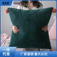 墨綠色客廳沙發靠墊絨布大抱枕輕奢超大號靠枕套正長方形大尺寸60