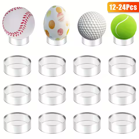12-24Pcs Clear Sphere Display Stand Round Acrylic Ring Stands Baseballs Stand Sphere Holder for Deco
