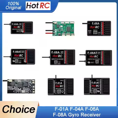 HOTRC 2.4Ghz F-04A F-06A F-08A F-01A F-04AT F-06AT F-08AT F-01AT with Gyro Light 4/6/8Ch Rc Receiver