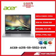 ACER-A315-59-593Z-SVR-INTELCOREI5-1235U,8GBR4,512GBSSD,INTELIRIS,15.6"IPS,W1164,3YRS,H&S