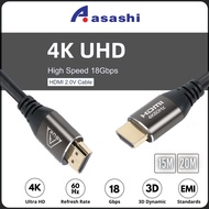ASASHI HDMI Cable 2.0 4K 60Hz UHD 3D 18Gbps High Speed HDMI Cable for HDTV Blueray PS4 PS5 Xbox PC