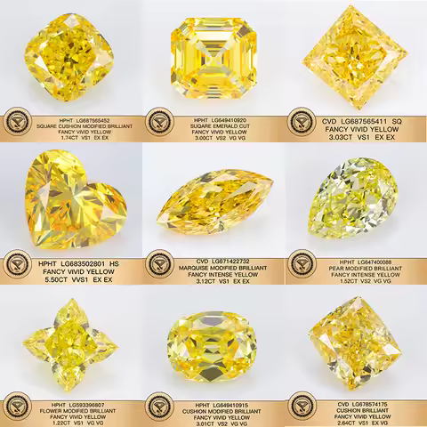 MiShang Jewelry IGI Certified Yellow Color Loose Lab Diamond HPHT CVD VVS VS Fancy Shape Yellow Lab 