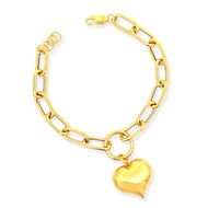 Top Cash Jewellery 916 Gold Dangling Heart Link Bracelet