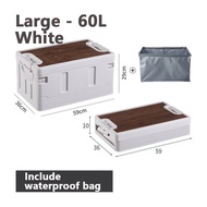 Foldable Storage Box Outdoor Camping Storage Box with Wooden cover Kotak Penyimpan Kayu Penutup 35L/