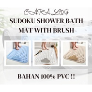 GHD Sudoku Shower Bath Mat With Brush/ PVC Bathroom Mat Bathtub Toilet Massage Brush Pad Anti-Slip