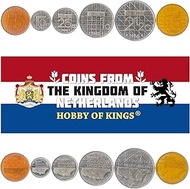 6 Coins from Netherlands | Dutch Coin Set Collection 5 10 25 Cents 1 2½ 5 Gulden | Circulated 1982-2