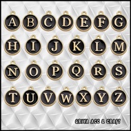 Charm Initial Name Letter Black Epoxy Round Shape