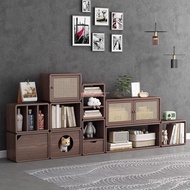 Desktop Small Cabinet with Grids, Cabinet with Doors, Free Storage Cabinet Combination, Desk Bookshe