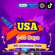 USA eSIM  5G High speed 5-60 Days 1GB-50GB Unlimited Data  AT&T/T-Mobile/Verizon eSIM Card