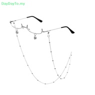 DayDayTO   Vintage Glasses Metal Frame Half Without Lens Girls Chic Cosplay Party Decoration Lensless Metal Half Frame Glasses With Chain   MY