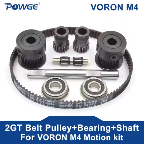 POWGE VORON M4 Extruder kit 2GT 20T Tooth Pulley 188-2GT GT2 Belt Loop 5x50mm Shaft Bearing F625-2RS