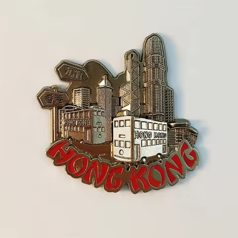 China，Hong Kong，Kowloon，3D Stereoscopic，Tourism souvenirs，Metal，Decoration home，Refrigerator magnets
