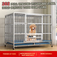 Stainless Steel Dog Cage large 不锈钢狗笼 With Mat Bowl Tray Silent Wheel Suitable For Large Dogs