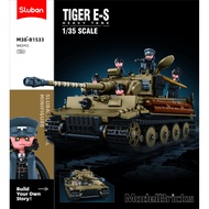 Sluban Bricks ModelBricks- 1/35 Tiger Tank M38-B1533 Building Blocks Toys for Boys