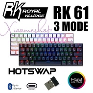 NEW ROYAL KLUDGE RK61 RGB HOTSWAP MECHANICAL KEYBOARD 60% 3 WIRELESS MODES