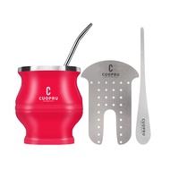 CUOPRU ถ้วย ชา มาเต สุดหรูน้ำหนักเบา แก้วชามาเต้ และอุปกรณ์เสริมประกอบด้วยหลอดและฉากกั้นชา.yerba mat