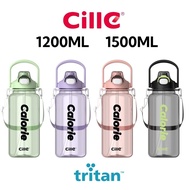 Cille Water Bottle Tritan BPA-Free Plastic Water Bottle With Starw Botol Air Plastik XL-2481 / 1200M