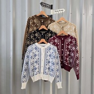 CARDIE FJ ETHNIC TETRIS - WOMEN'S KNITTED OUTHER TRENDY TETRIS MOTIF - FA43