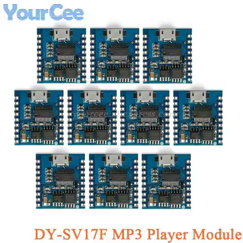 10pcs/1pc DY-SV17F MP3 Player Voice Module 4MB Flash Voice Playback 8 Channel IO Trigger Serial Port