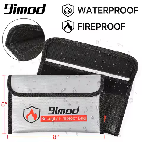 9imod 5x8 inch Portable Fireproof Bag Explosion-Proof Waterproof Lipo Battery Safety Bag Document Cu