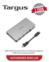 TARGUS ADAPTER USB-C MULTI-PORT HUB WITH ETHERNET ADAPTER & 100W POWER DELIVERY (TG-ACA951AP-50)
