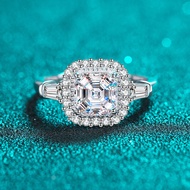 X-217 925 Sterling Silver Women's Ring, 2 Carat Moissanite (Including Certificate)/7mm * 7mm Square 