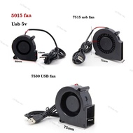 DC 5cm 5V USB 5015 7515 7530 Blower Turbo Cooling Fan Brushless for 3D Printer Cooler Cooler Power I