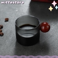 WITTE Milk Cup, Glass Vertical Grain Espresso Cup, Easy to Clean Multipurpose Gray High Quality Measuring Cup Milk Espresso Shot