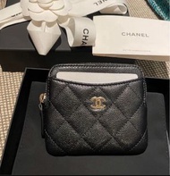 Chanel cf 吐司包 黑金 荔枝牛皮 零錢包 卡包 銀包 散紙袋 cardholder wallet coins bag purse zipped card holder 25k 26c 26p