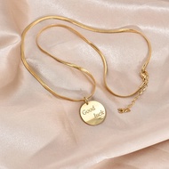 100% Kalung Titanium Cewek Anti Luntur-Kalung Belut Gepeng Emas Tipis-Kalung Gepeng Kilat Rantai Ema