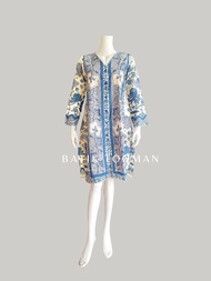 ASTRID BROKEN WHITE SOFT DENIM BLUE Atasan Tunik Batik Warna Biru Muda Pastel Putih