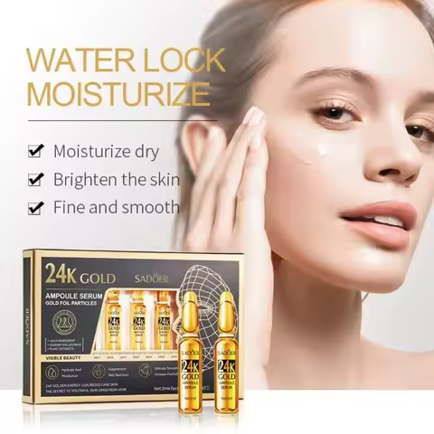 24K Gold Ampoule Essence | Vitamin C Serum for Face Moisturizing Brightens Skin Repair Smooth Facial