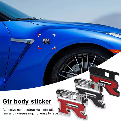 1pcs GTR Car Logo Emblem Metal Stickers R GT Decals Badge Labeling for Nissan Nismo GT-R, R32, R33, 