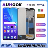 AUMOOK จอแสดงผลต้นฉบับ6.3นิ้วสำหรับ OPPO F9หน้าจอ LCD เครื่องอ่านพิกัดระบบสัมผัสพร้อมกรอบสำหรับ OPPO F9 Pro CPH1823 CPH1881หน้าจอ LCD CPH1825